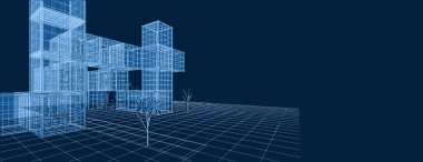 ev geleneksel mimarisi 3d illüstrasyon