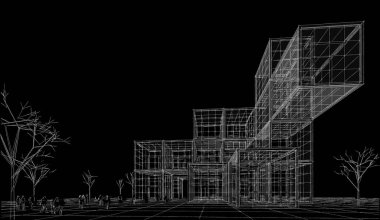 ev geleneksel mimarisi 3d illüstrasyon