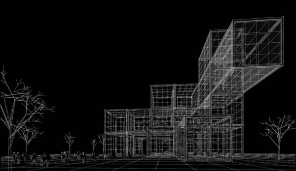 房子传统建筑3D插图 — 图库照片