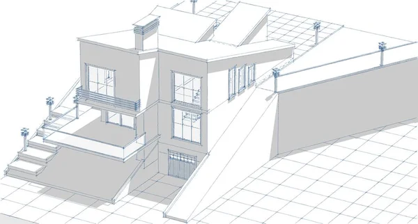 Будинок Архітектурний Ескіз Ілюстрація — стокове фото