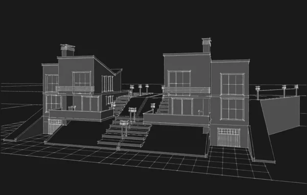 Будинок Архітектурний Ескіз Ілюстрація — стокове фото