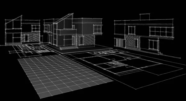 Maison Moderne Projet Architectural Croquis Illustration — Photo