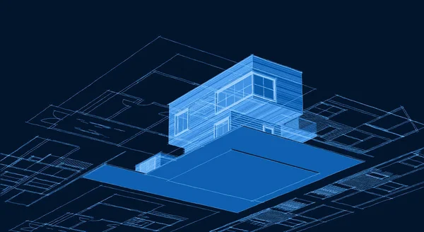 Maison Moderne Projet Architectural Croquis Illustration — Photo