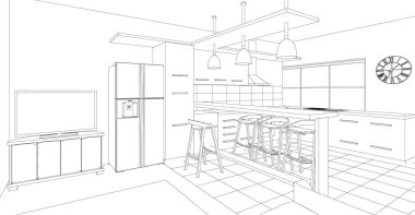house loft iç mimari 3d oluşturma