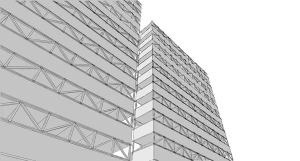 Elvont Modern Építészet Moduláris Homlokzat Illusztráció — Stock Fotó