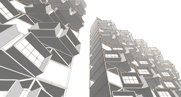 Arquitectura Moderna Abstracta Fachada Modular Ilustración —  Fotos de Stock