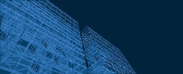 soyut modern mimari modüler cephe 3D illüstrasyon