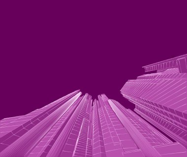 Modern şehir panoraması 3D illüstrasyon