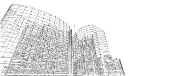 Modern şehir panoraması 3D illüstrasyon