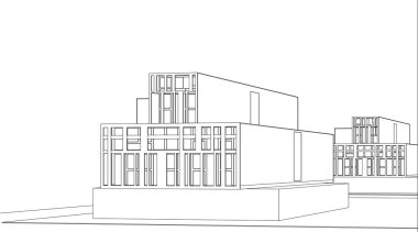 modern ev inşaatı 3D görüntüleme