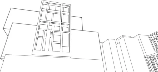 现代房屋建造设计3D渲染 — 图库矢量图片