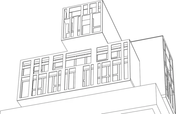 Сучасний Дизайн Будівництва Будинку Візуалізація — стоковий вектор