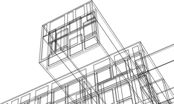 Design Construction Maison Moderne Rendu — Image vectorielle