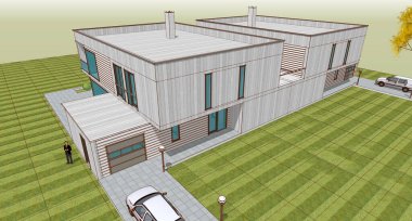 soyut kübik ev 3d oluşturma