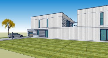 soyut kübik ev 3d oluşturma