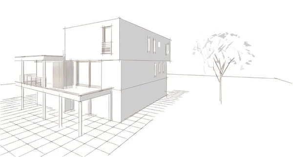 Архитектурный Эскиз Дома Иллюстрация — стоковое фото