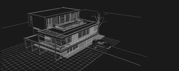 Hus Arkitektonisk Skitse Illustration - Stock-foto