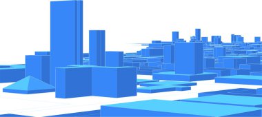 Modern şehir panoraması 3D illüstrasyon