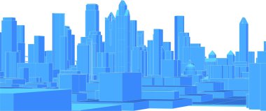 Modern şehir panoraması 3D illüstrasyon