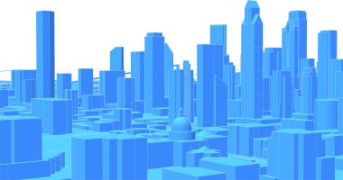 Modern şehir panoraması 3D illüstrasyon