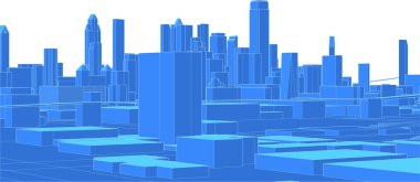 Modern şehir panoraması 3D illüstrasyon