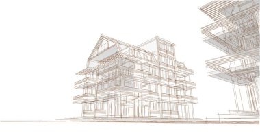 Tavan arası 3D resimli geleneksel ev