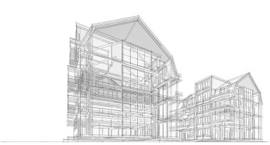 Tavan arası 3D resimli geleneksel ev