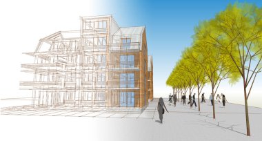 Tavan arası 3D resimli geleneksel ev