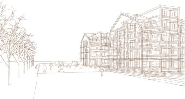 Tavan arası 3D resimli geleneksel ev