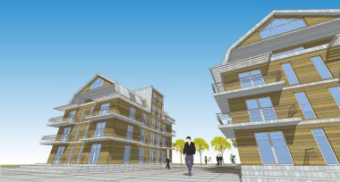 Tavan arası 3D resimli geleneksel ev