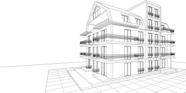 Tavan arası 3D resimli geleneksel ev