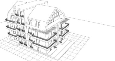 Tavan arası 3D resimli geleneksel ev