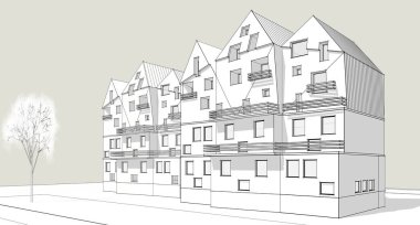 Şehir sokak kulübeleri 3D görüntüleme