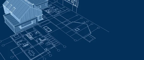 Huisprojectplan Rendering — Stockfoto