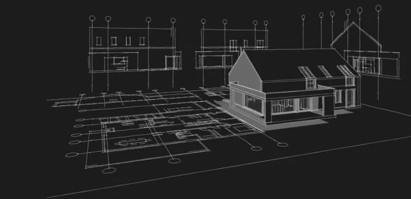 Huisprojectplan Rendering — Stockfoto