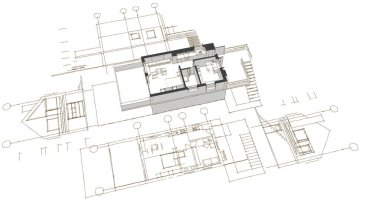 Geleneksel küçük ev mimarisi çizimi 3D illüstrasyon