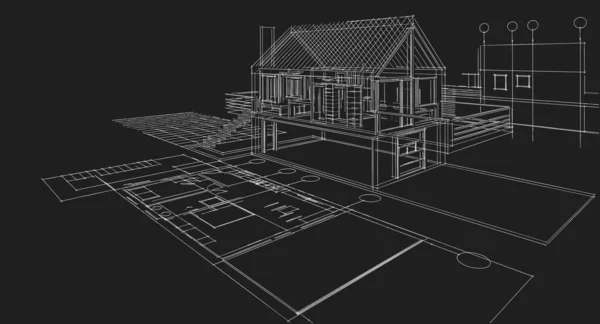 Архитектурный Эскиз Небольшого Дома — стоковое фото