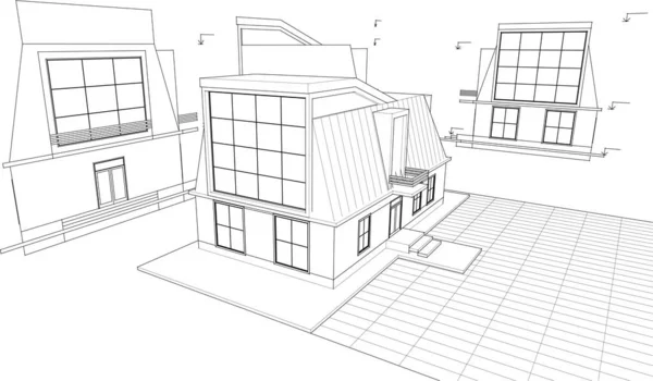 Архитектурный Эскиз Дома — стоковый вектор