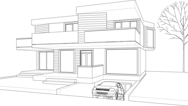 Современный Набросок Дома Иллюстрация — стоковый вектор