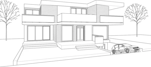 Современный Набросок Дома Иллюстрация — стоковый вектор