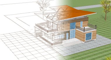 mimarlık evi çizimi 3d oluşturma