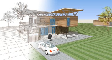 mimarlık evi çizimi 3d oluşturma