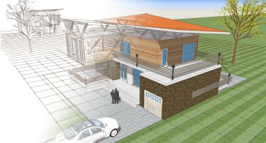 mimarlık evi çizimi 3d oluşturma