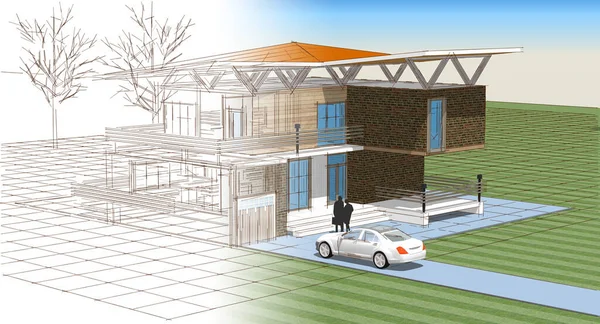 mimarlık evi çizimi 3d oluşturma