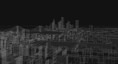 Modern şehir panoraması 3D illüstrasyon
