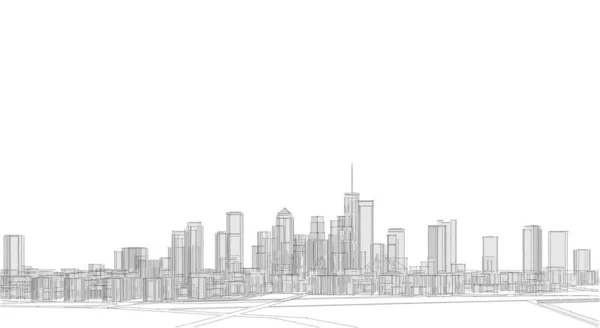 Cidade Moderna Panorama Ilustração — Fotografia de Stock