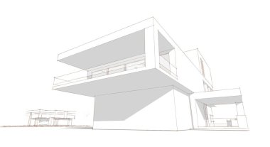 Modern ev çizimi 3d illüstrasyon