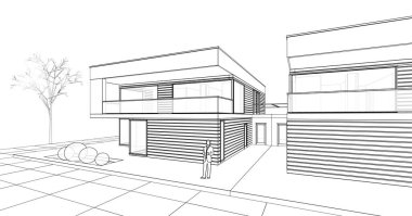 soyut kübik ev 3d oluşturma