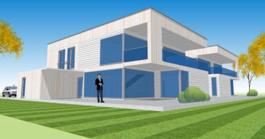 soyut kübik ev 3d oluşturma