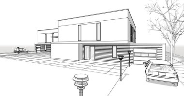 soyut kübik ev 3d oluşturma